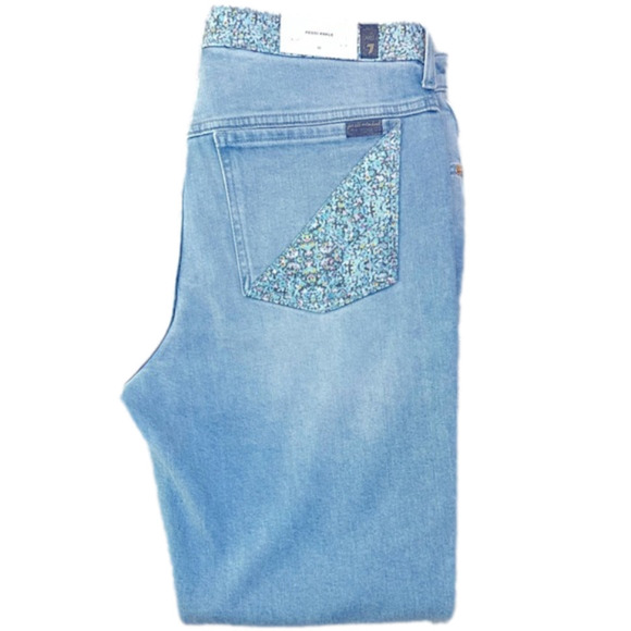 7 for all mankind patchwork ankle peggi jeans in laurel canyon blue -Sz 32, NWT - Picture 7 of 17